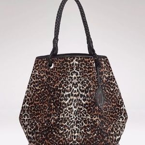 NEW ELIE TAHARI JAMIE LEOPARD CALF HAIR HOBO BAG